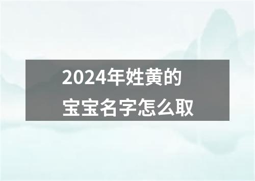 2024年姓黄的宝宝名字怎么取