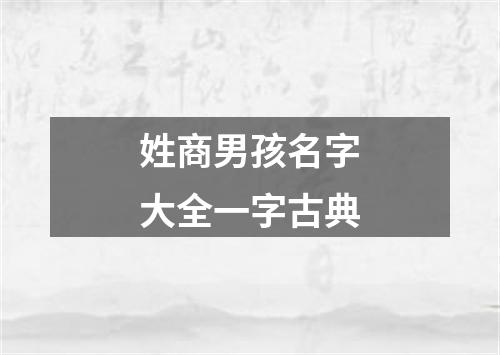 姓商男孩名字大全一字古典