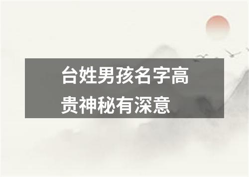 台姓男孩名字高贵神秘有深意