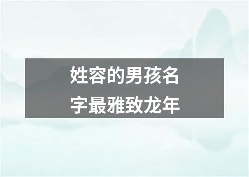 姓容的男孩名字最雅致龙年