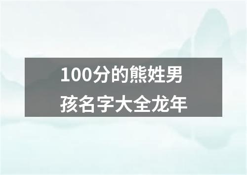 100分的熊姓男孩名字大全龙年