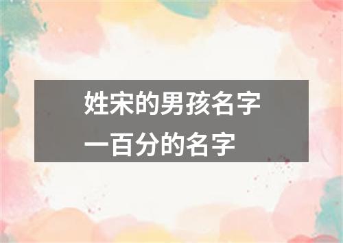 姓宋的男孩名字一百分的名字