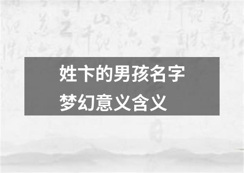 姓卞的男孩名字梦幻意义含义