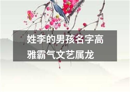 姓李的男孩名字高雅霸气文艺属龙