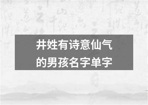 井姓有诗意仙气的男孩名字单字