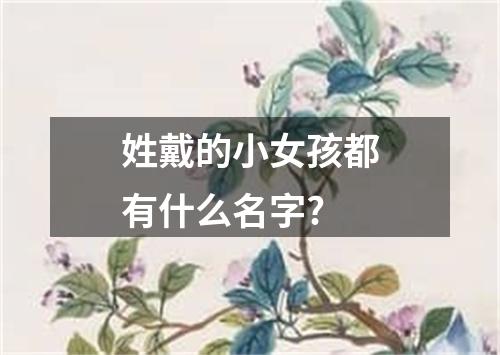 姓戴的小女孩都有什么名字?