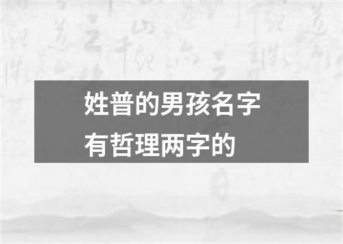 姓普的男孩名字有哲理两字的