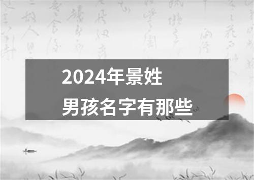 2024年景姓男孩名字有那些