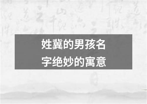 姓冀的男孩名字绝妙的寓意