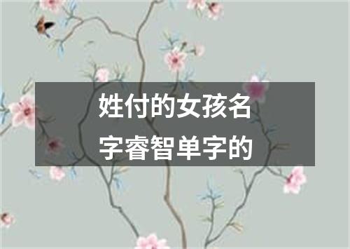 姓付的女孩名字睿智单字的