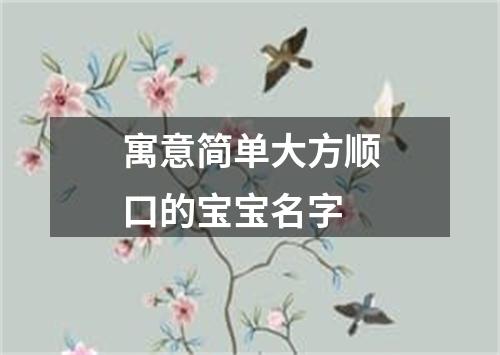 寓意简单大方顺口的宝宝名字