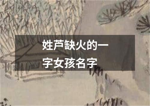 姓芦缺火的一字女孩名字