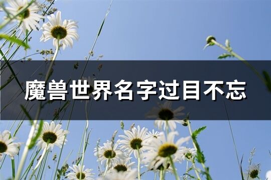 魔兽世界名字过目不忘(共547个)