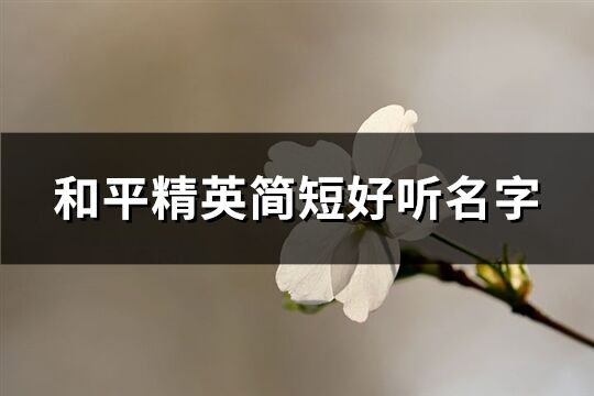 和平精英简短好听名字(精选203个)