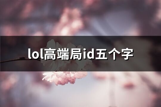 lol高端局id五个字(共90个)