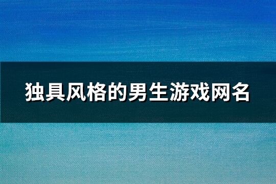 独具风格的男生游戏网名(227个)