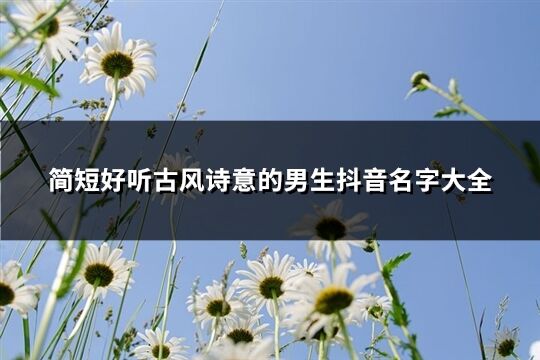 简短好听古风诗意的男生抖音名字大全(精选63个)