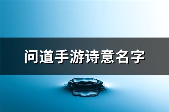 问道手游诗意名字(共595个)