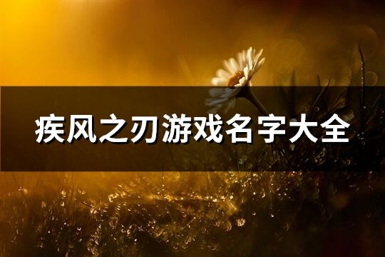 疾风之刃游戏名字大全(共168个)