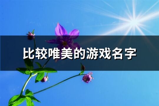 比较唯美的游戏名字(共336个)