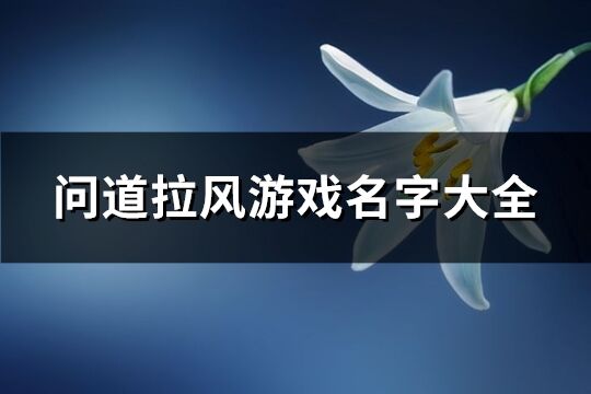 问道拉风游戏名字大全(精选181个)