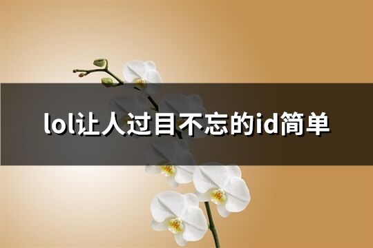 lol让人过目不忘的id简单(97个)