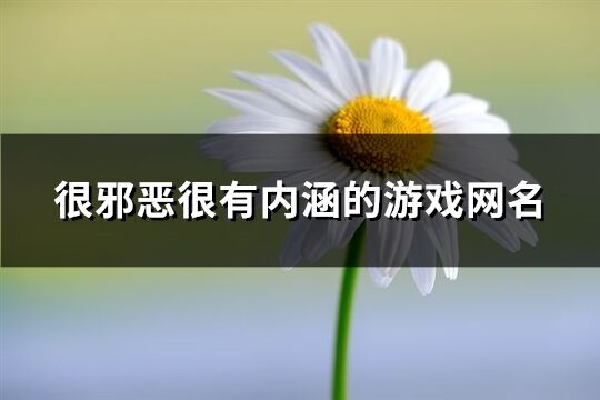 很邪恶很有内涵的游戏网名(共227个)