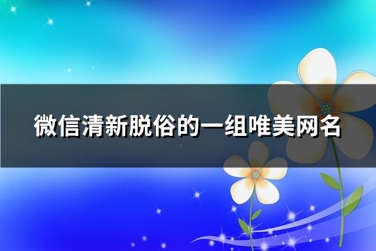 微信清新脱俗的一组唯美网名(共667个)