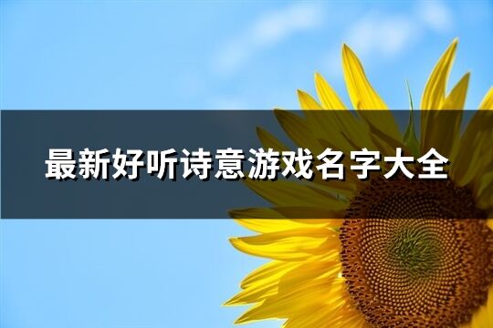 最新好听诗意游戏名字大全(99个)