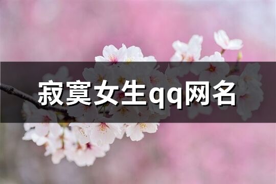 寂寞女生qq网名(77个)