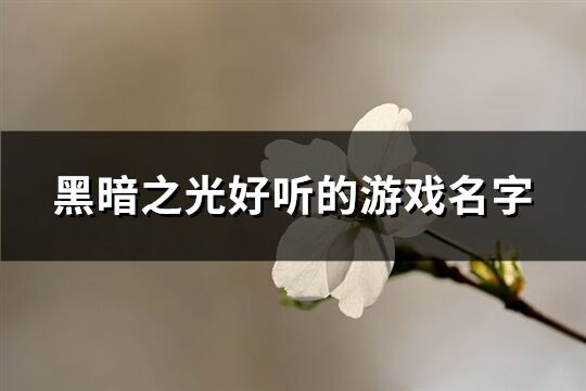 黑暗之光好听的游戏名字(共122个)