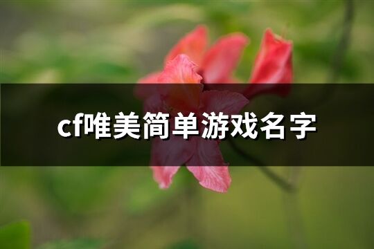 cf唯美简单游戏名字(共267个)