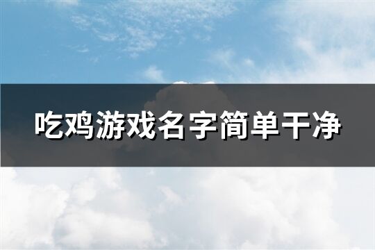 吃鸡游戏名字简单干净(共1040个)