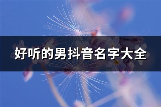 好听的男抖音名字大全(共572个)