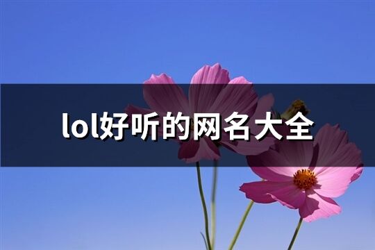 lol好听的网名大全(共868个)