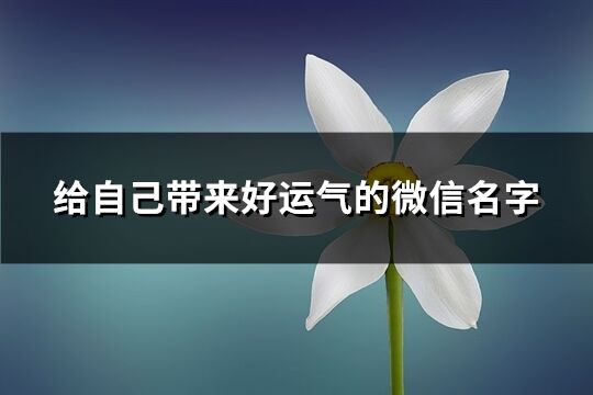 给自己带来好运气的微信名字(精选1047个)