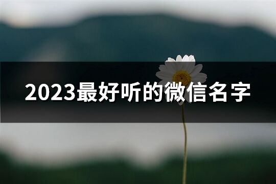 2023最好听的微信名字(共460个)