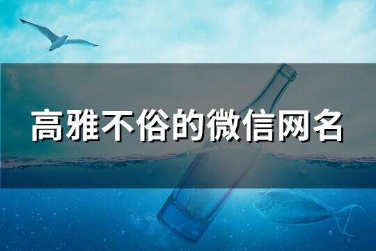 高雅不俗的微信网名(精选246个)