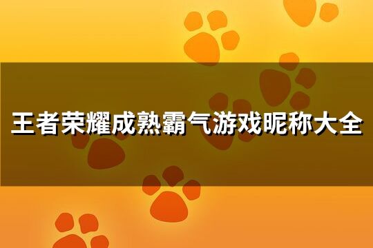 王者荣耀成熟霸气游戏昵称大全(共263个)