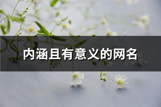 内涵且有意义的网名(316个)