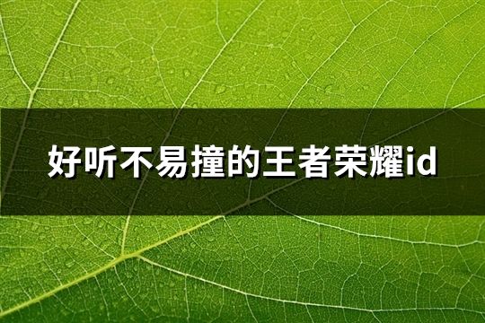 好听不易撞的王者荣耀id(精选497个)