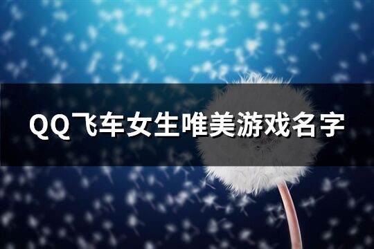 QQ飞车女生唯美游戏名字(共281个)