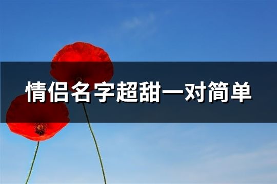 情侣名字超甜一对简单(432个)