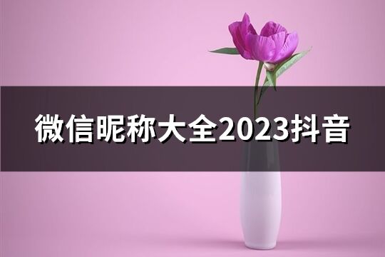 微信昵称大全2023抖音(共524个)