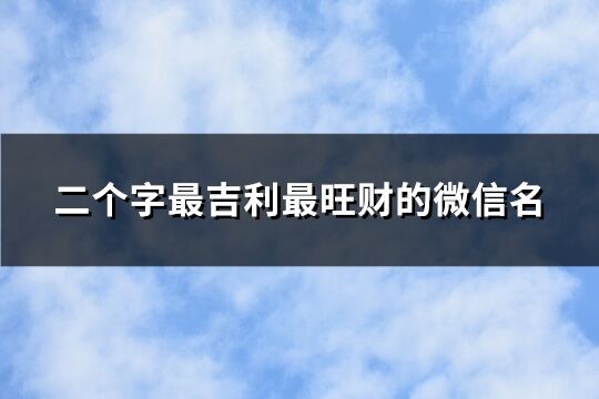 二个字最吉利最旺财的微信名(共113个)