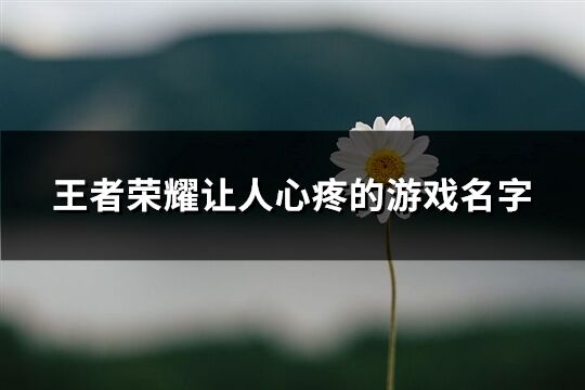 王者荣耀让人心疼的游戏名字(精选258个)