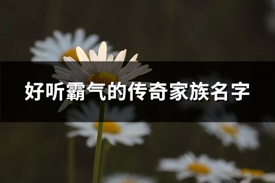 好听霸气的传奇家族名字(精选225个)