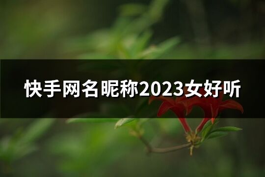 快手网名昵称2023女好听(精选867个)