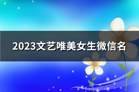 2023文艺唯美女生微信名(1800个)