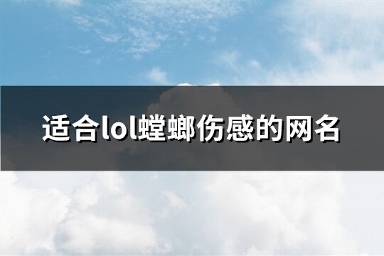 适合lol螳螂伤感的网名(精选91个)